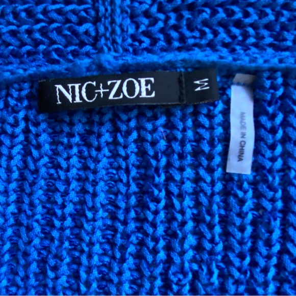 NIC+ZOE Women's Cobalt Blue V-Neck Knit Sweater Size M - Picture 8 of 10